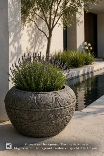 Product image of the product “Pot with Vine Ornaments, 40 cm Height, 60 cm Dia, Natural Stone ”